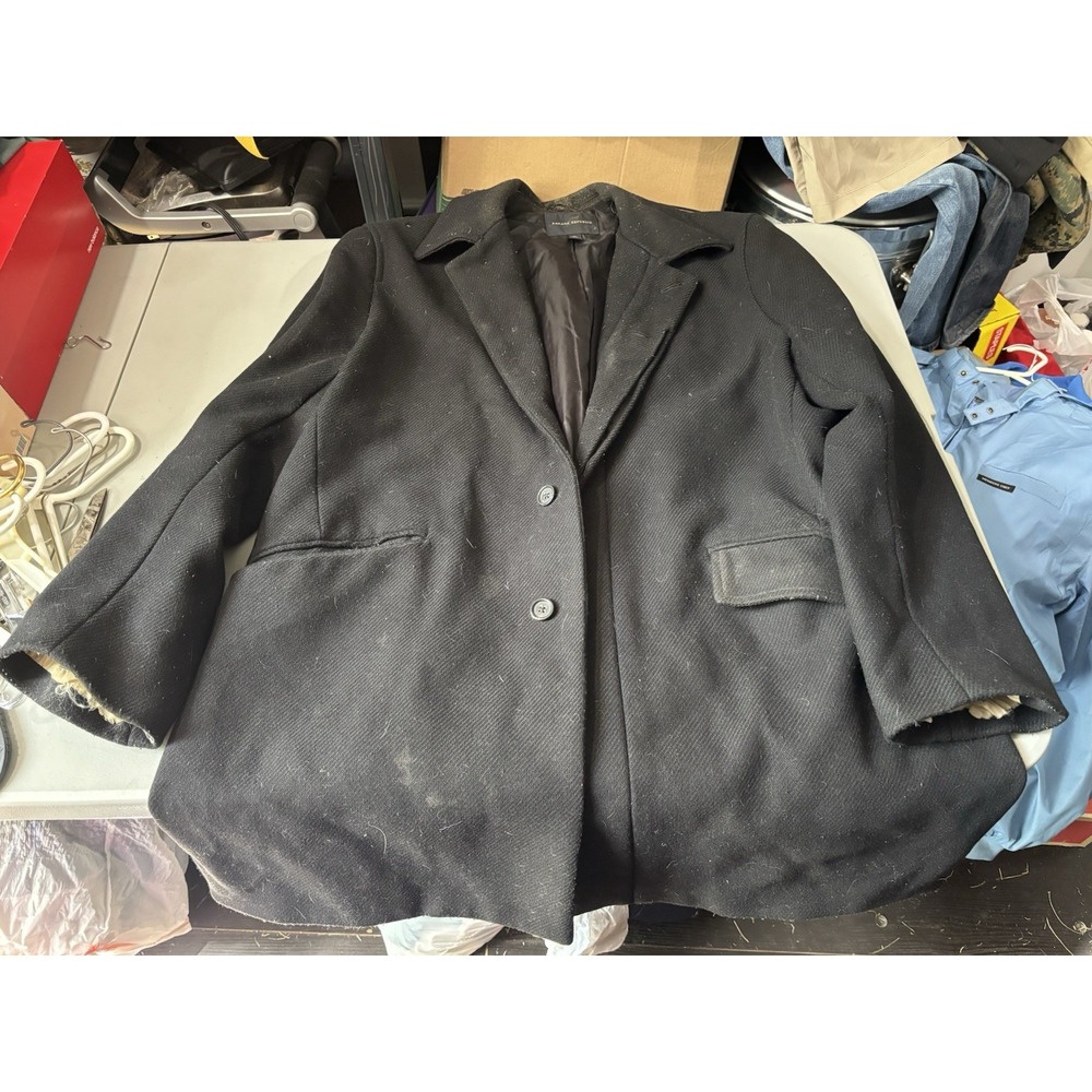 Mens Banana Republic Black Heavy Wool Coat Size XL
